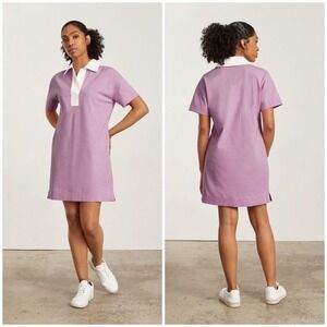 Everlane Organic Cotton Polo Mini Dress Mauve Purple White Collar XXS NEW